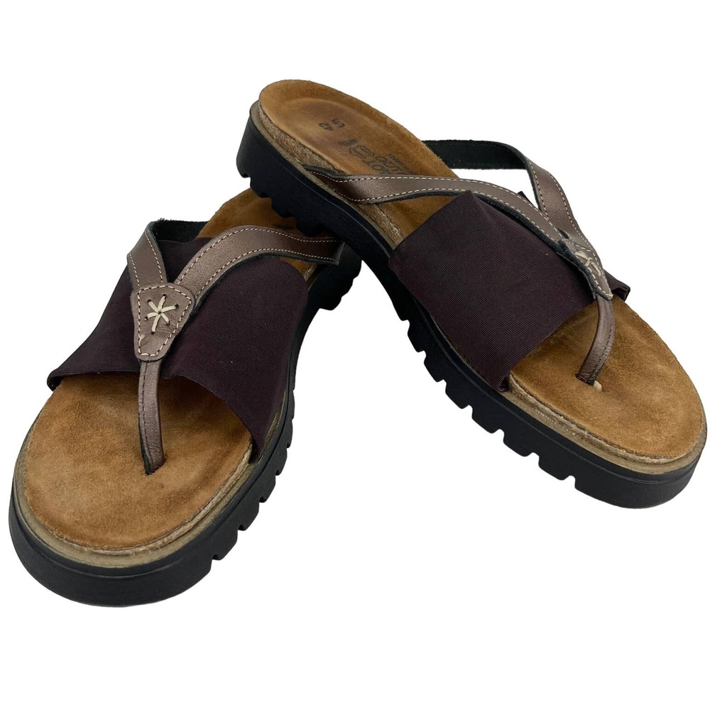 Naot Sandals Brown Leather Penelope 42 L11 Thong Slides Flip Flops